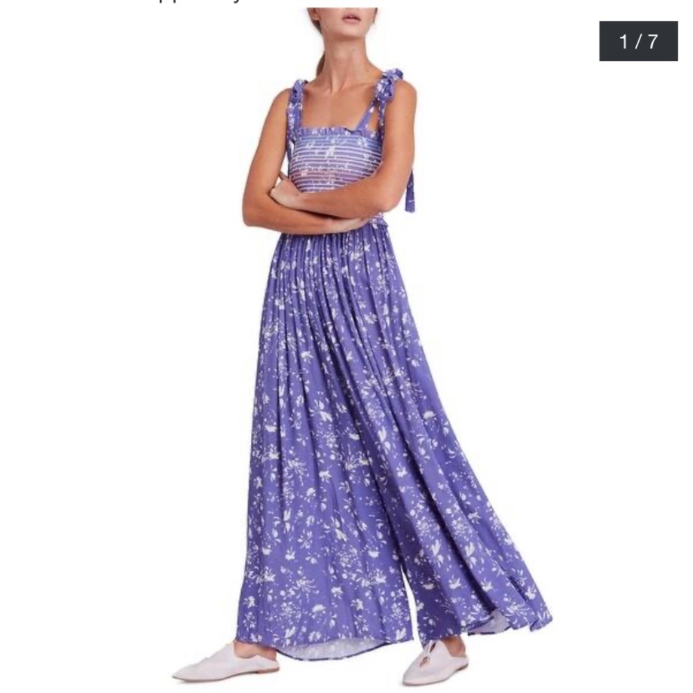 Free People Purple Floral Jumpsuit